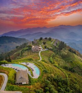 Topas Ecolodge in Sapa - Sunset view