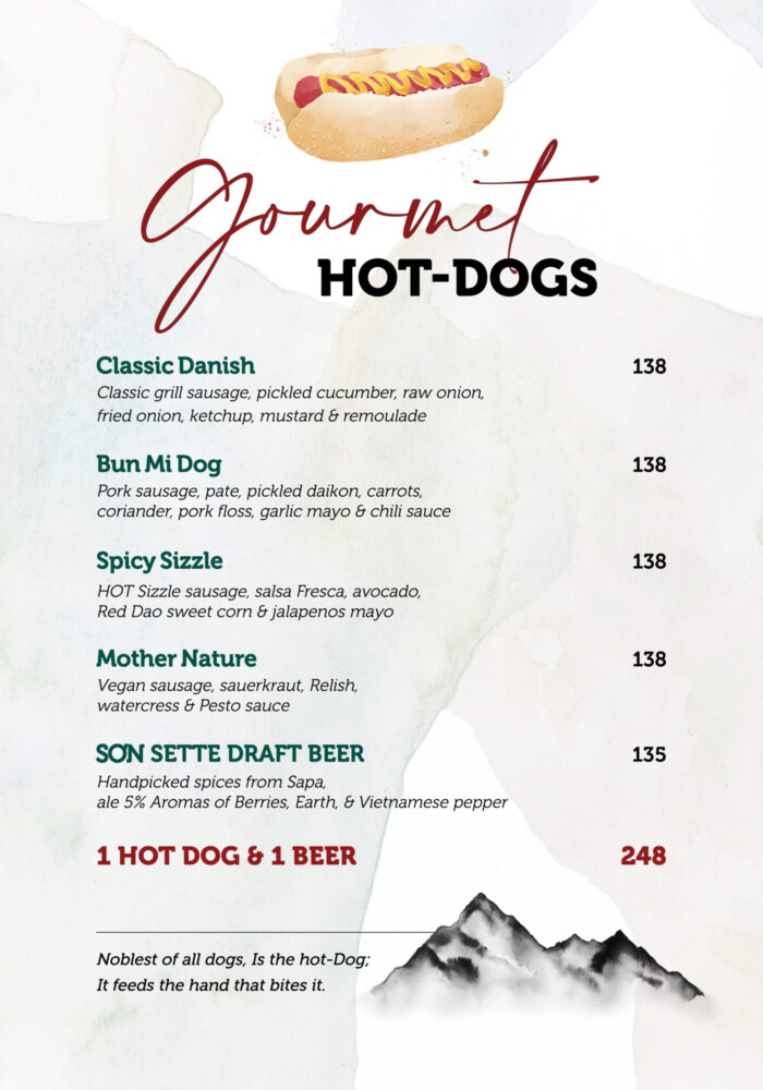 hotdog menu